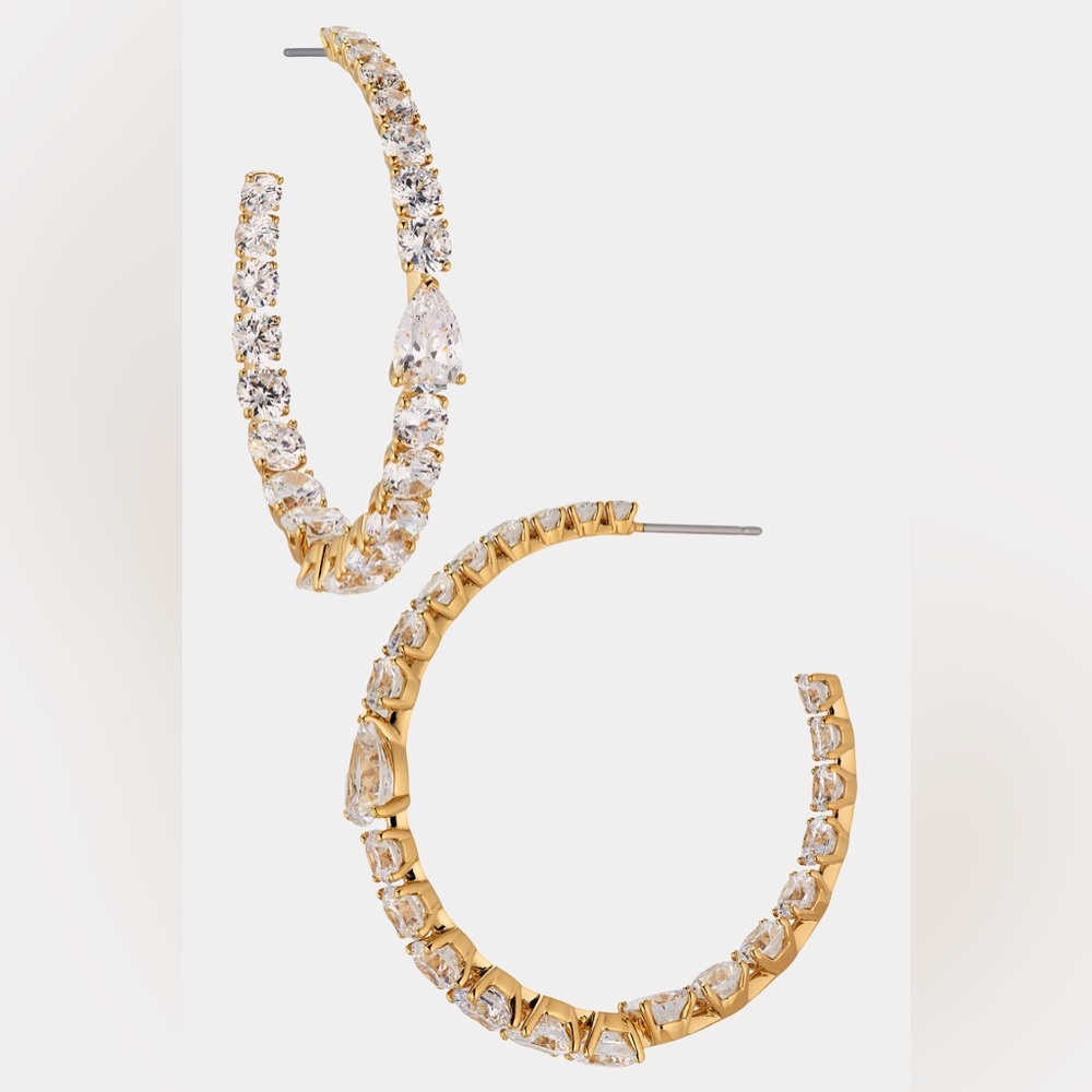 NADRI HALLE CZ LARGE C HOOP EARRINGS, BRAND NEW, $98